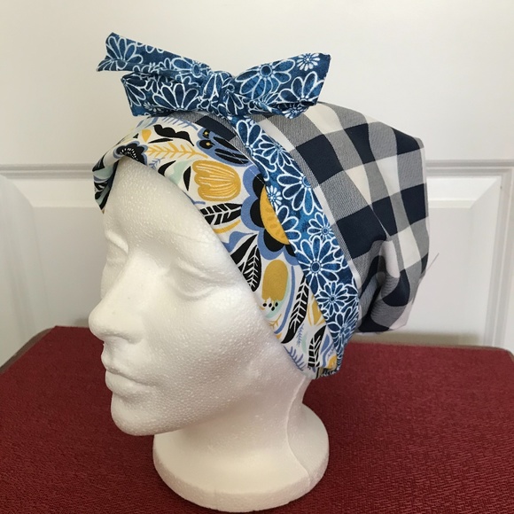 HANDMADE SCRUB CAP/HAT * REVERSIBLE * LONG TIES - Picture 1 of 13